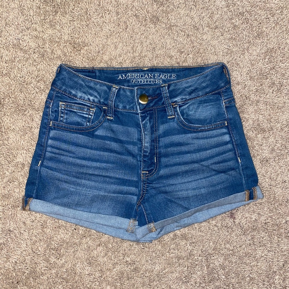 American Eagle Hi Rise Jean Shorts Size 0